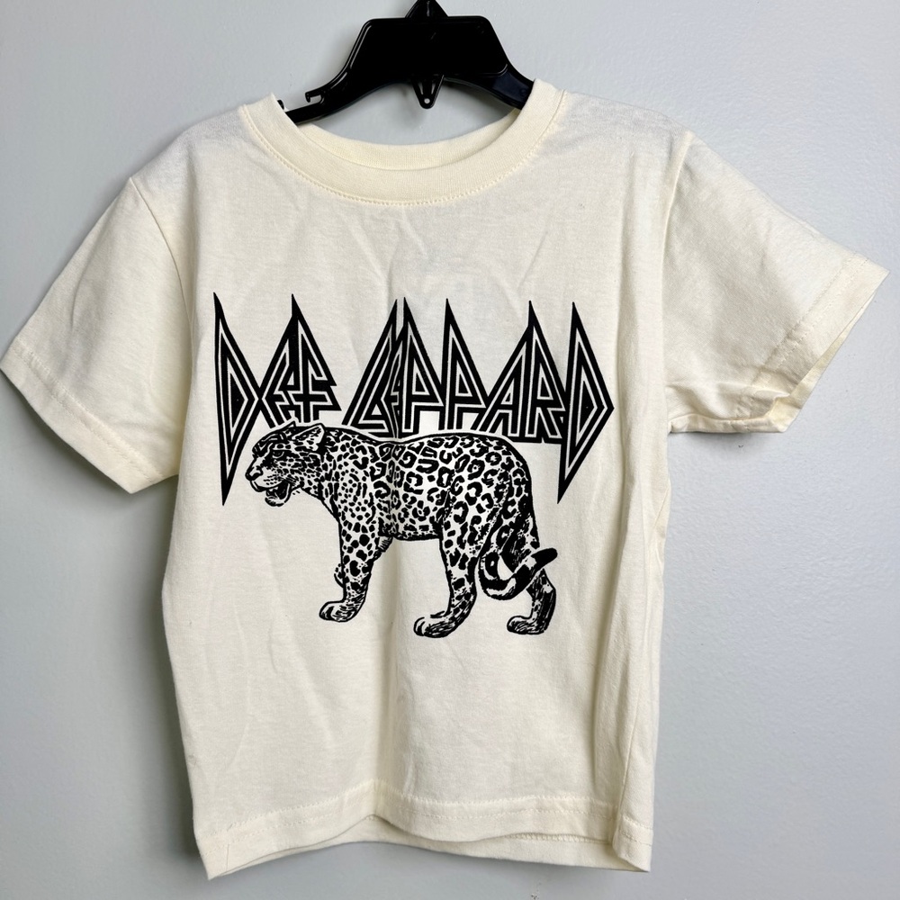 DEF LEPPARD Cream Short Sleeve 100% Cotton Kids XS‎ Graphic TShirt NWT